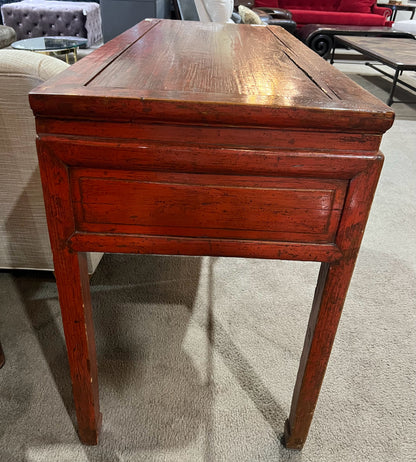 Rustic Red 3 Drawer Wood Console Table