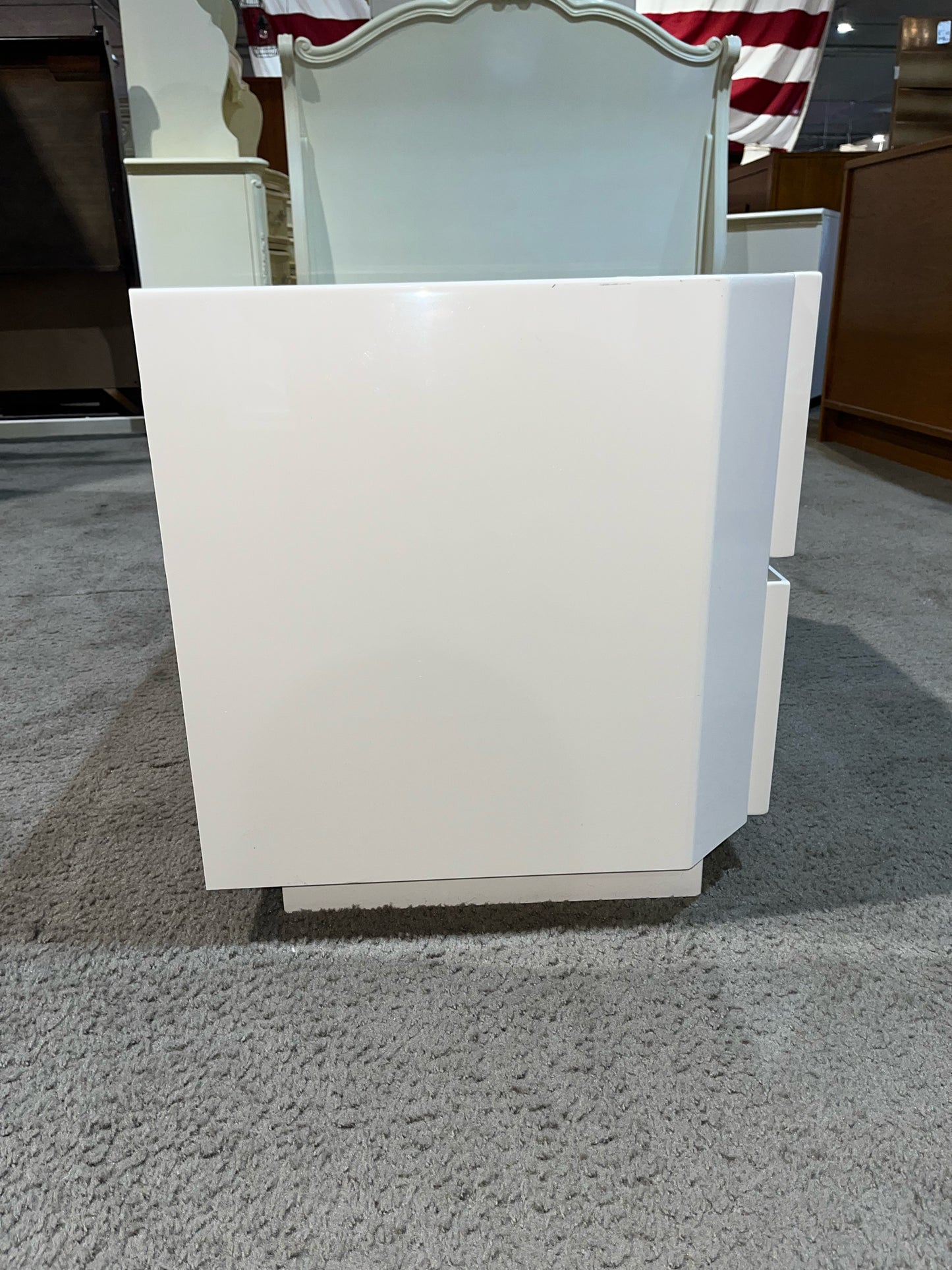 Vanilla Two Drawer Lacquered Nightstand