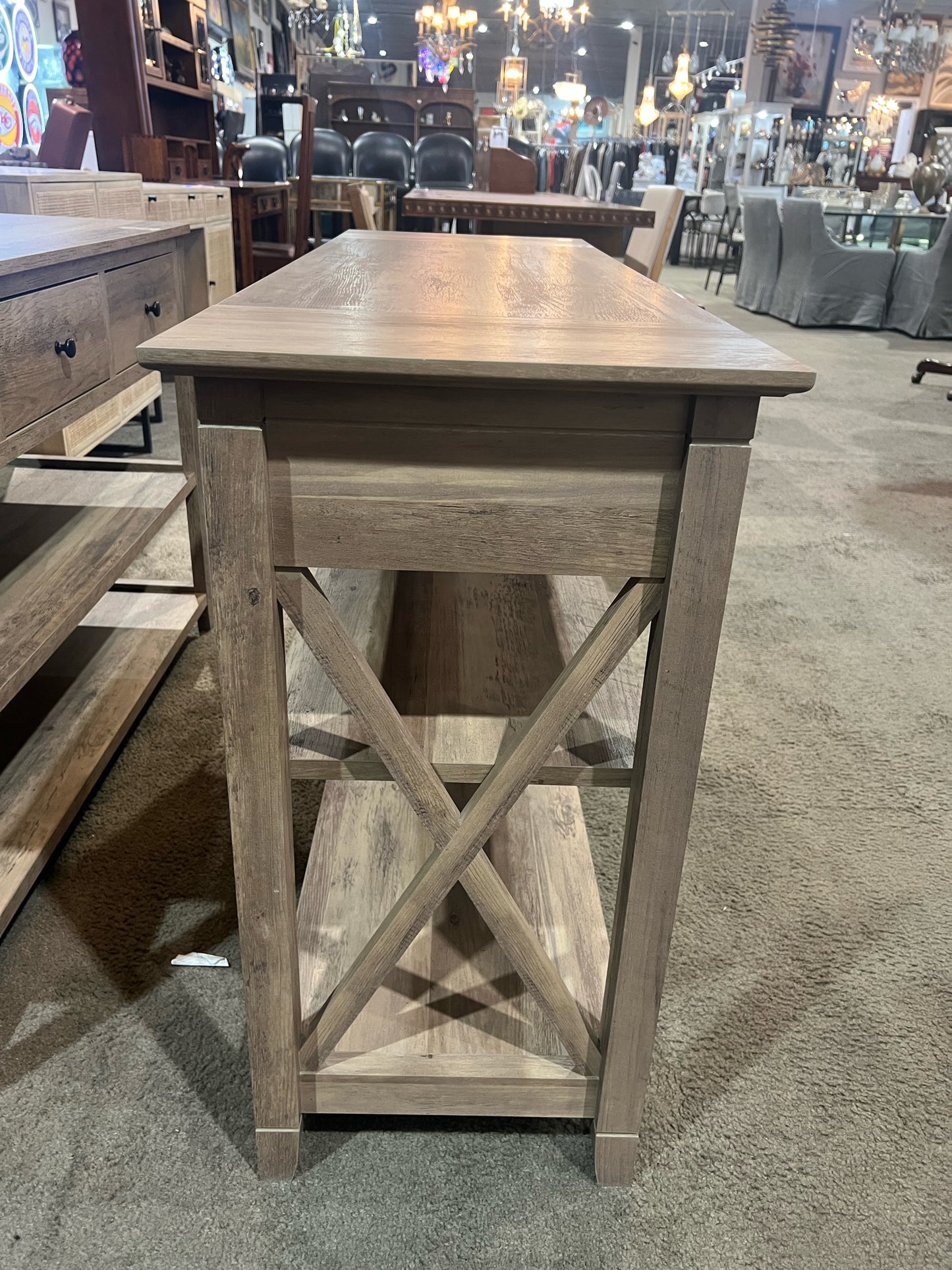 2 Drawer 2 Shelf Wood Console Table