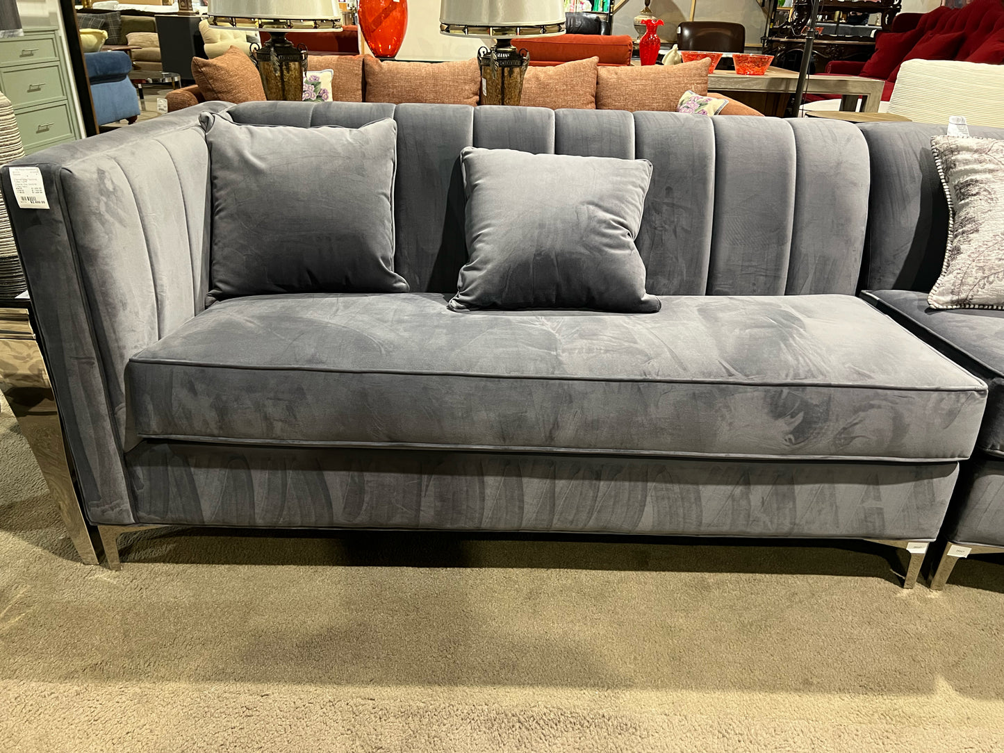 Channel Grey Sectional Tufted Fabric