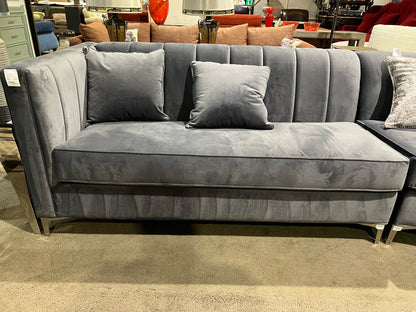 Channel Grey Sectional Tufted Fabric