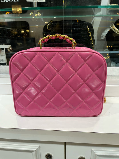 Chanel Pink Quilted Patent Leather Handbag