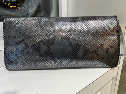Michael Kors Gunmetal Snake Print Leather Clutch