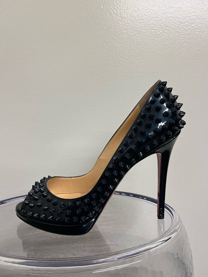 Christian Louboutin Navy Spike Peep-toe Heels