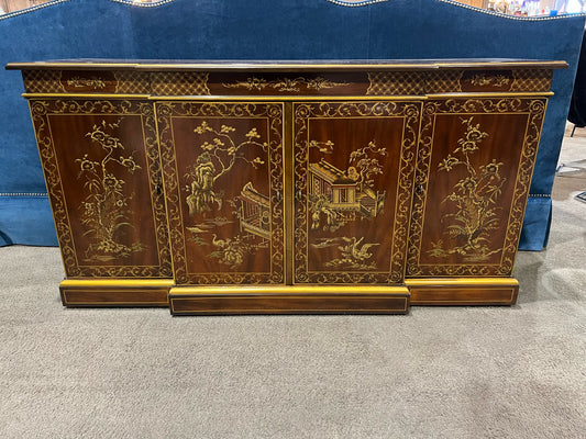 Drexel Heritage 4 Door Asian Style Wood Media Console