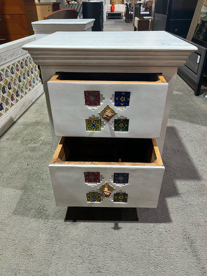 Sierra Living Concepts White Mosaic Wood Nightstand