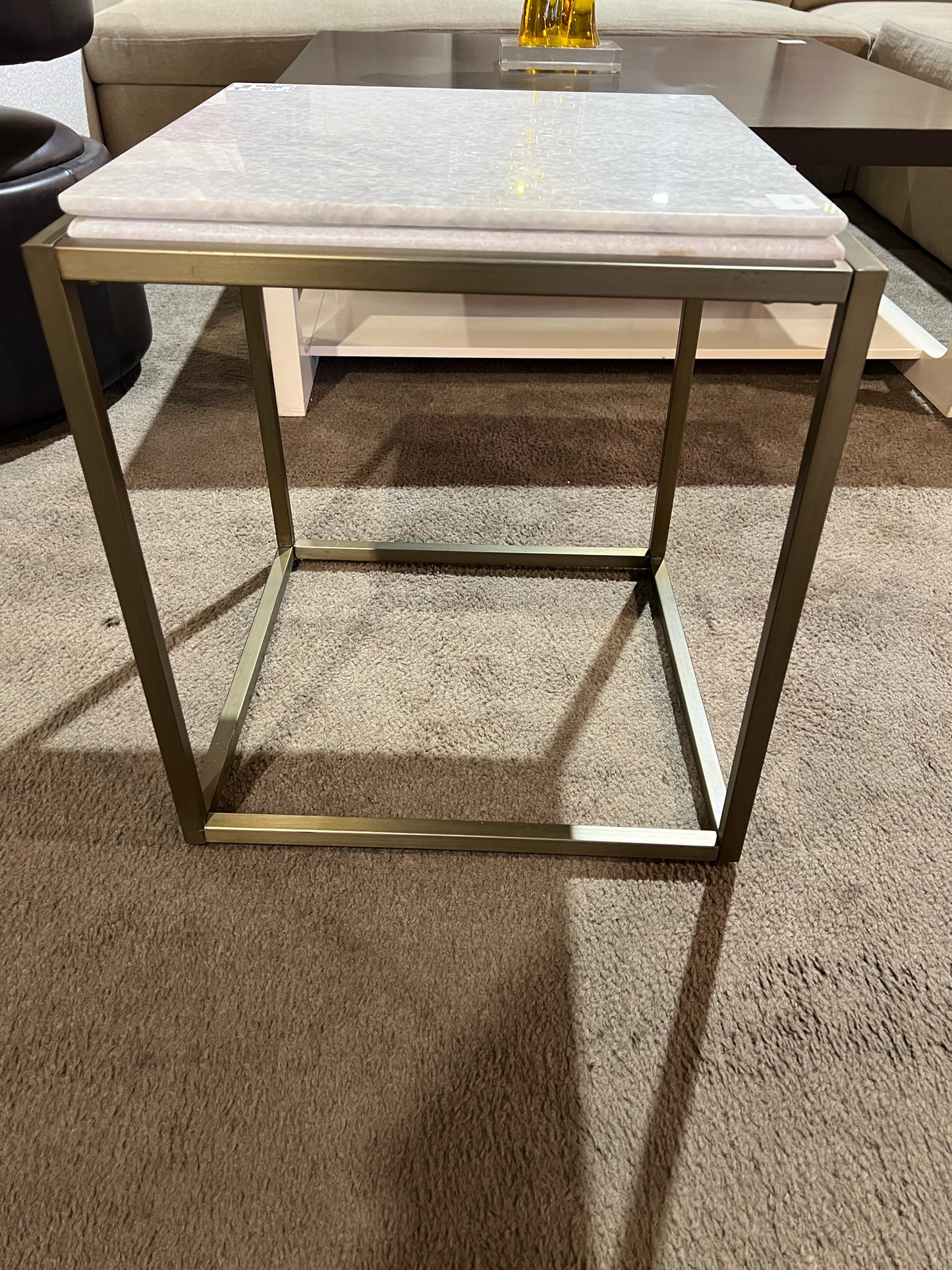 Alder & Tweed White Marble Top & Metal Frame "Beckett" Side Table