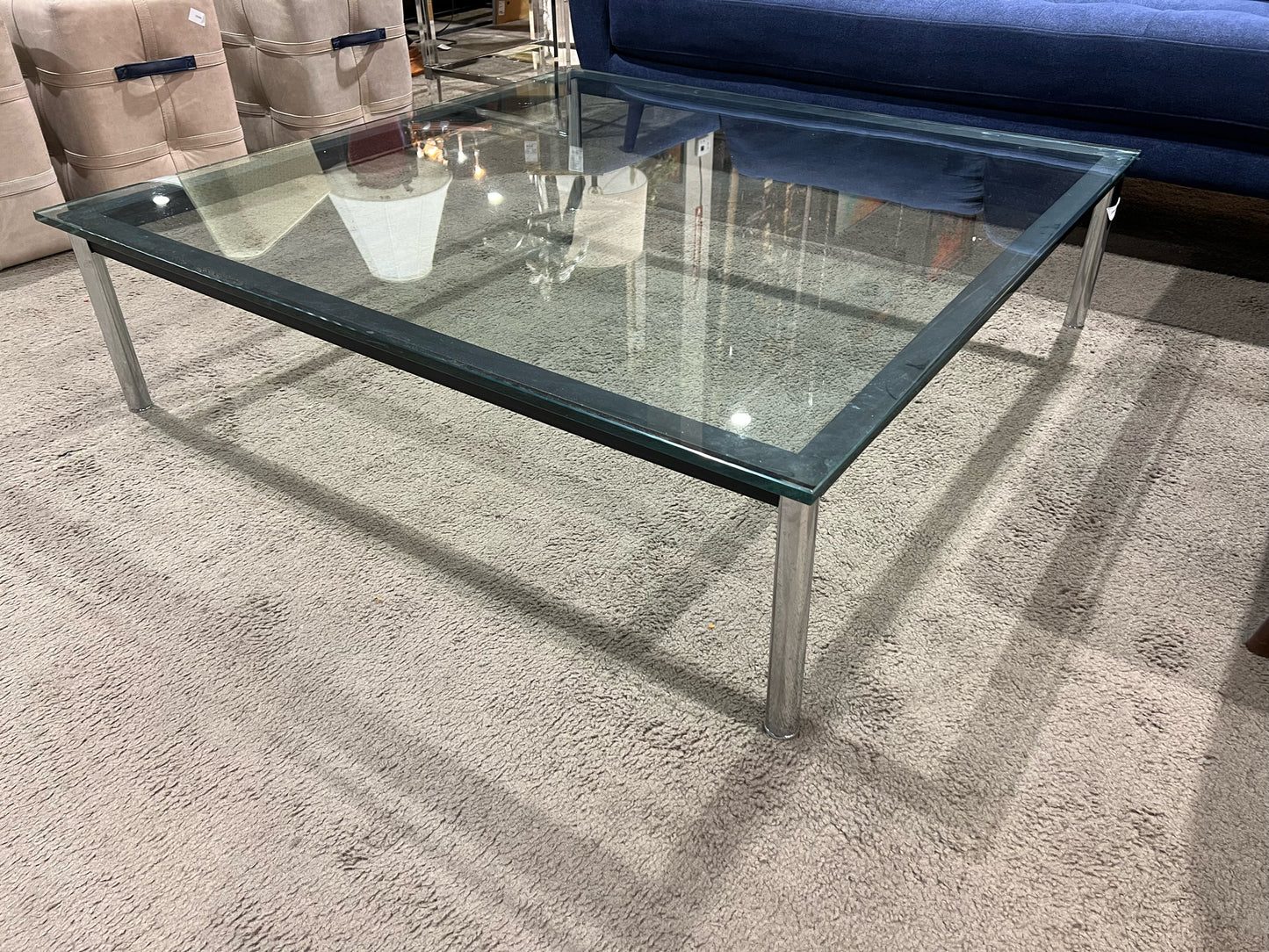 48" x 48" Artemest Glass Top & Chrome Frame "Cassina"Coffee Table