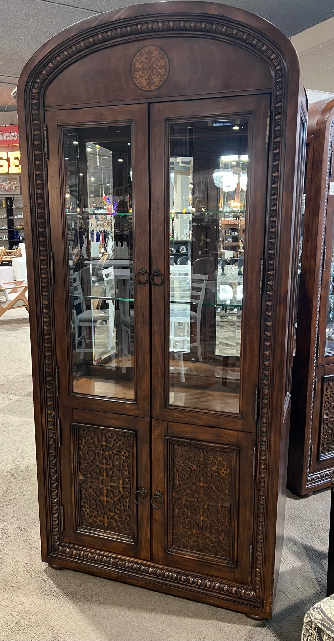 4 Door Arched Top Darkwood Cabinet