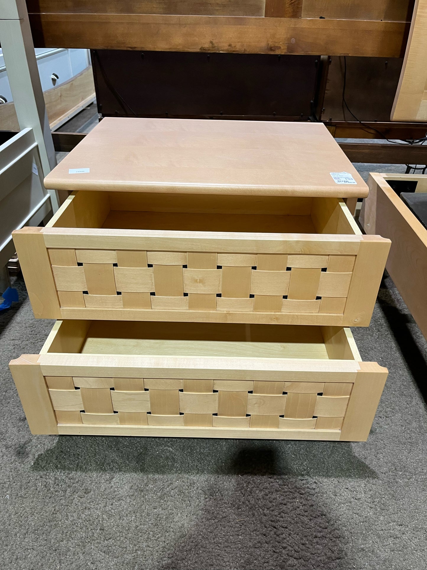 Tan Woven Wood Bedroom Set