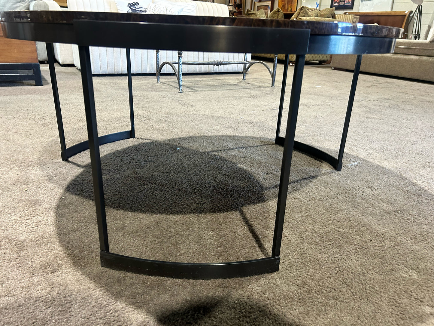 Round Veneered Wood Coffee Table