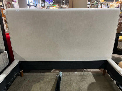 Living Spaces Tan Fabric Queen Size Bed