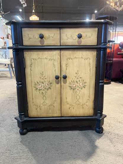 Floral Motif Two Drawer Two Door Cabinet
