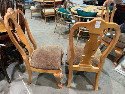 Thomasville Stone Base Dining Table & 6 Cheetah Print Fabric Chairs