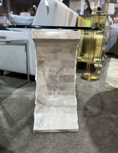 1990's Magnussen Tessellated Stone Side Table