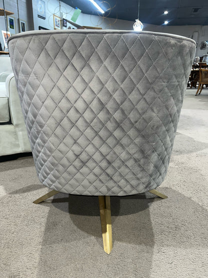 Houzz Gray Diamond Tufted Velvet Swivel Chair