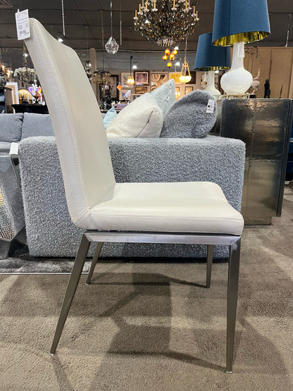 Gray Leather & Metal Frame Dining Chair