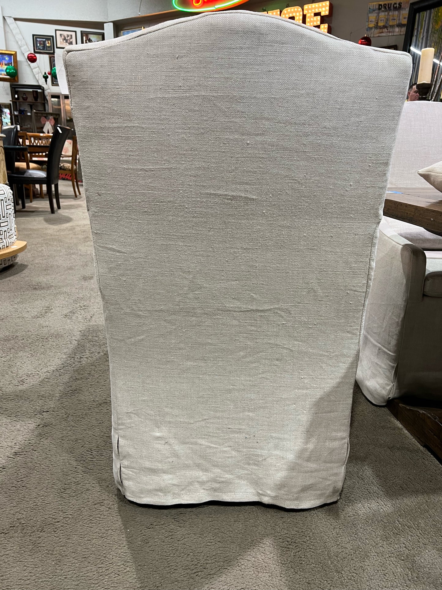 Restoration Hardware Tan Fabric "Belgian Slope" Slip Cover Chair