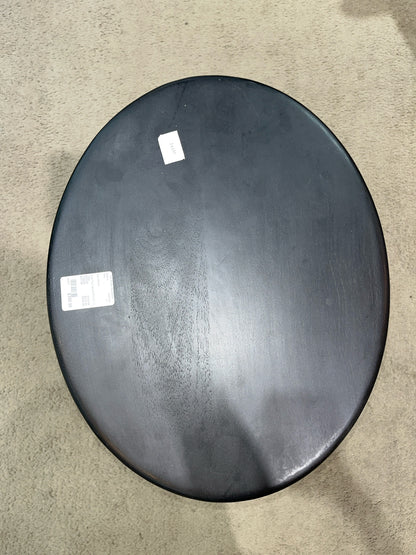 Black Carved Oval Side Table