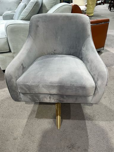 Houzz Gray Diamond Tufted Velvet Swivel Chair