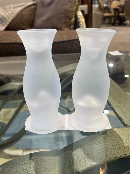 Short Frosted Glass Candle Holders