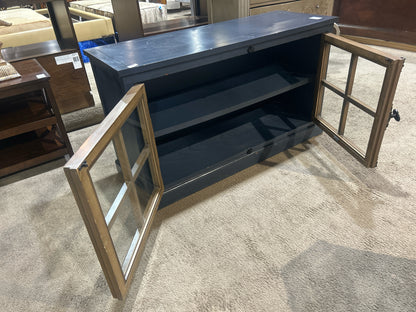 Blue &amp; Brown Industrial Credenza W/Glass Doors