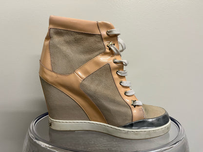 Jimmy Choo Tan Peach Wedge Sneakers