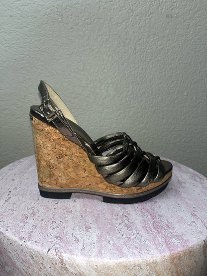 Jimmy Choo Gold Corkwedge Sandals