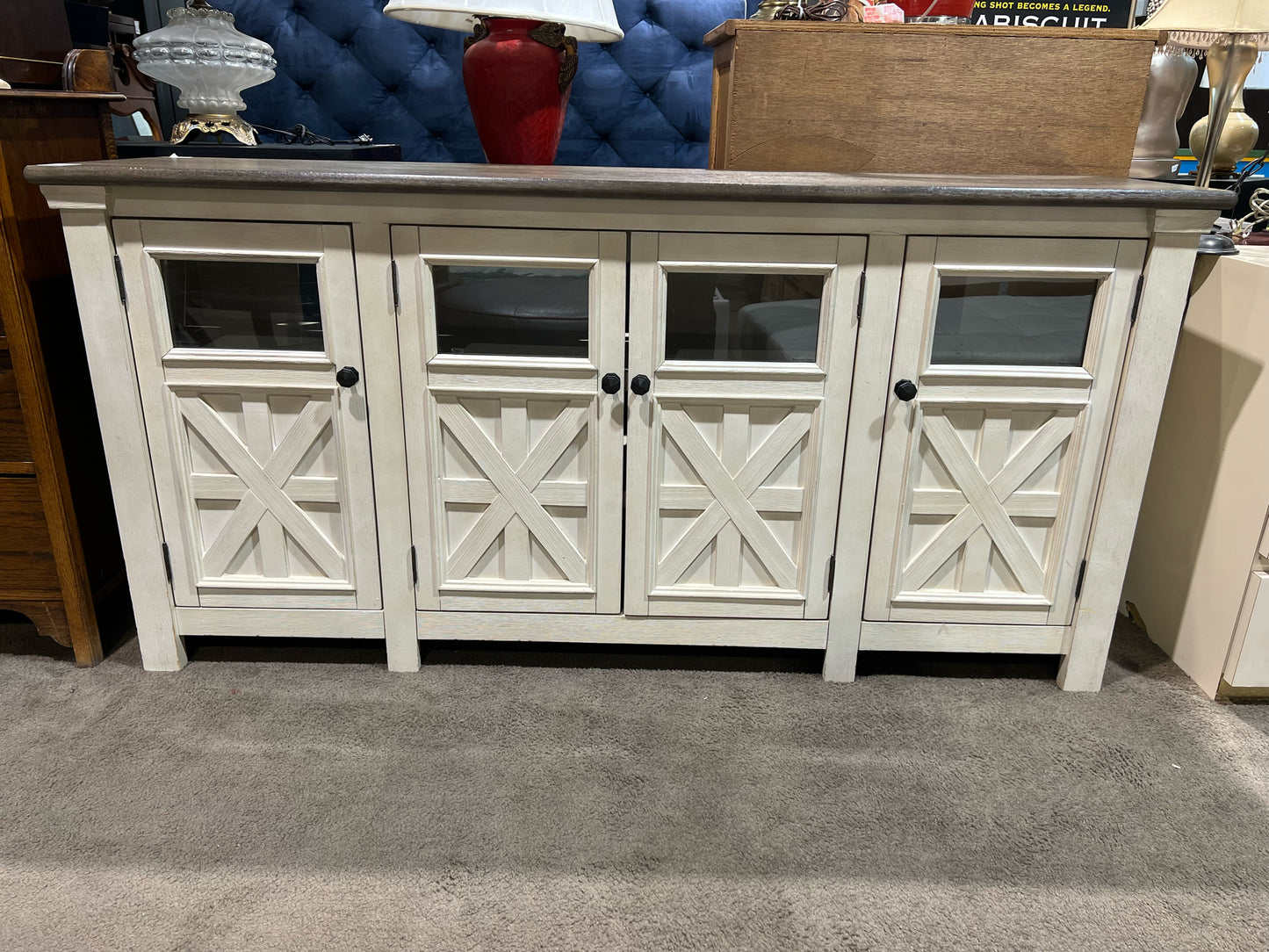 Ashley Furniture 4 Door Gray Wood "Bolanburg" Media Console