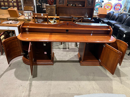 100" Wide 4 Door Medium Wood  Curved Front Buffet