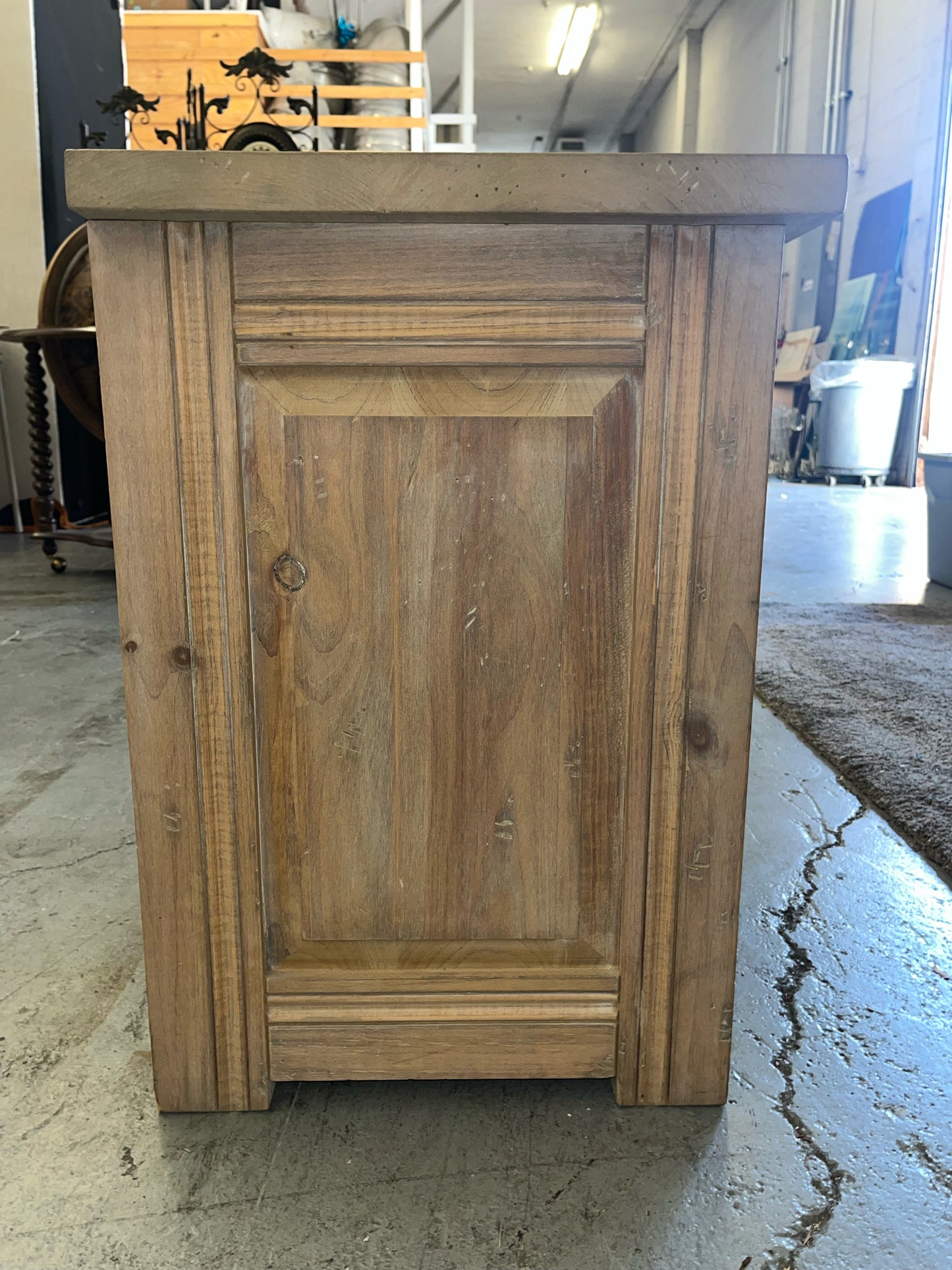 Rustic Wood Nightstand with Carved Star Door