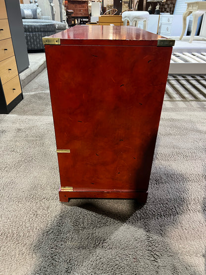 Century 4 Drawer 2 Door Red Wood Campaign Chest