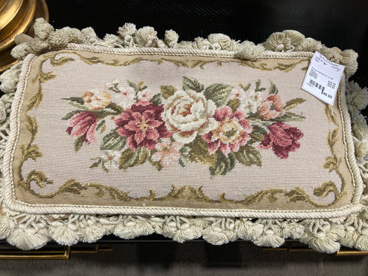 Floral Needlepoint Small Pillow