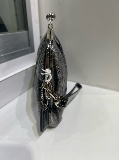 Coach Gray Faux Snake Kiss Lock Purse