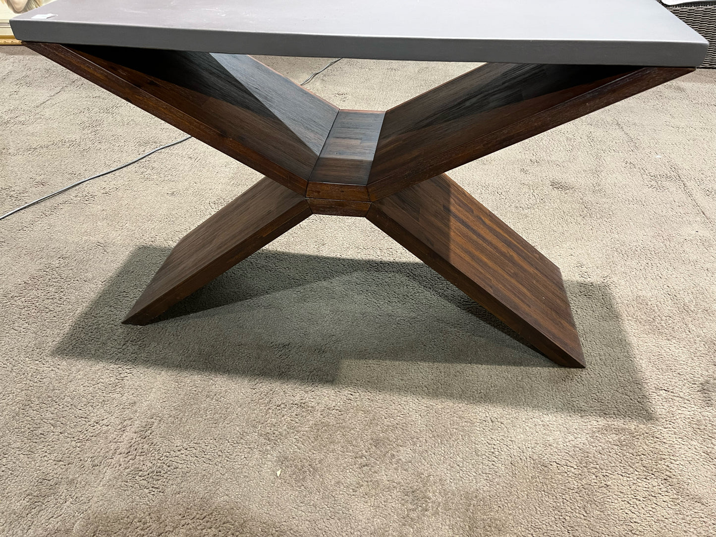 AS IS SunPan Gray Concrete Top & Wood Base "Vixen" Console Table