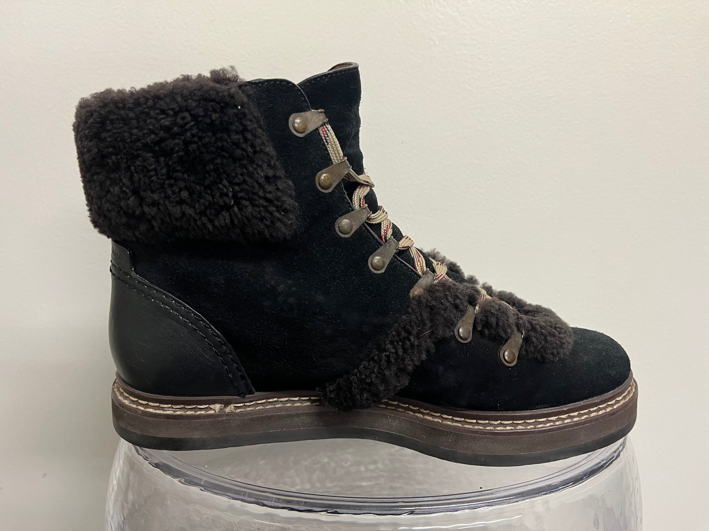 See By Chloe Black Suede Fur Trim Boots