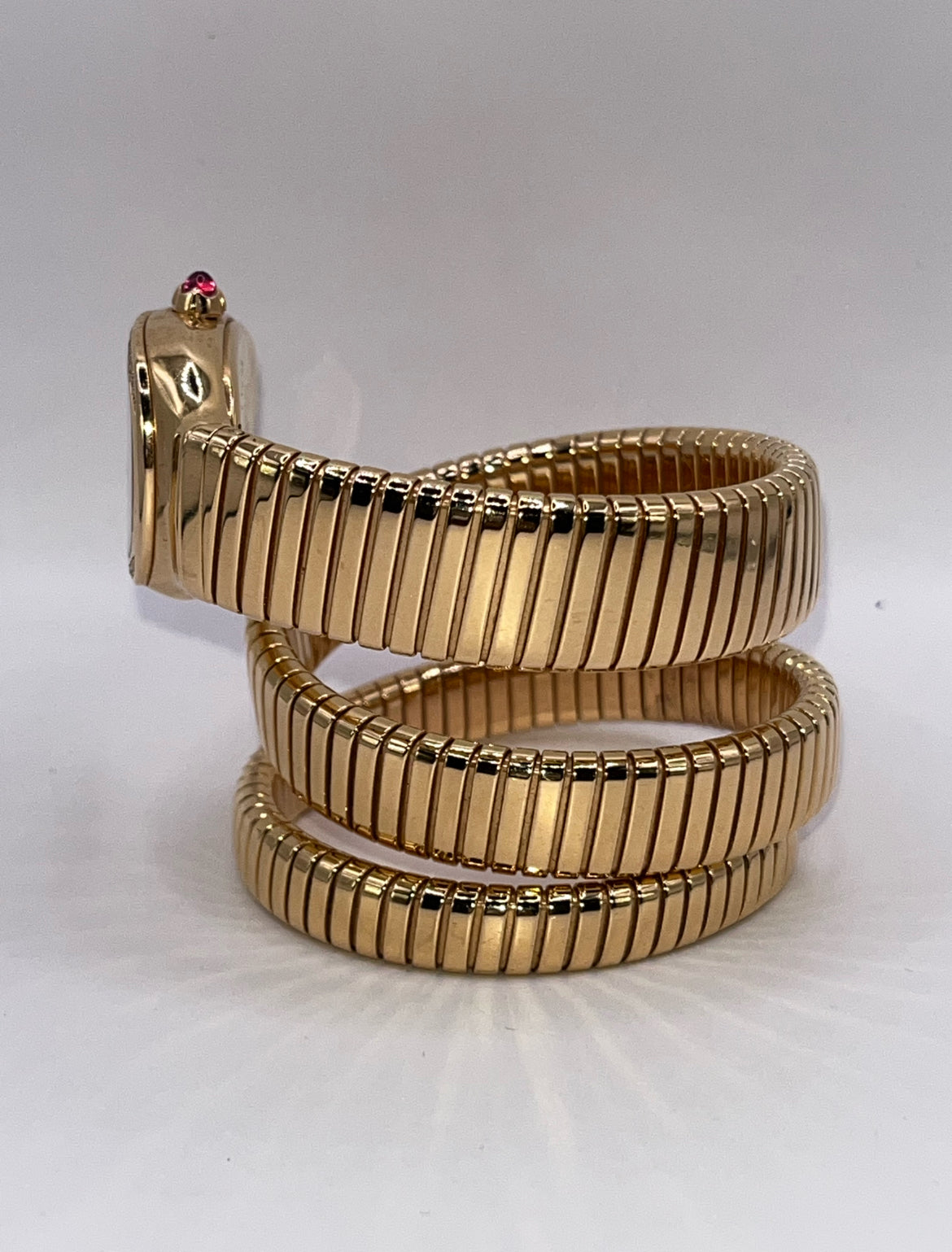 Bulgari 18K Rose Gold & Diamond Pave Dial "Serpenti" Watch