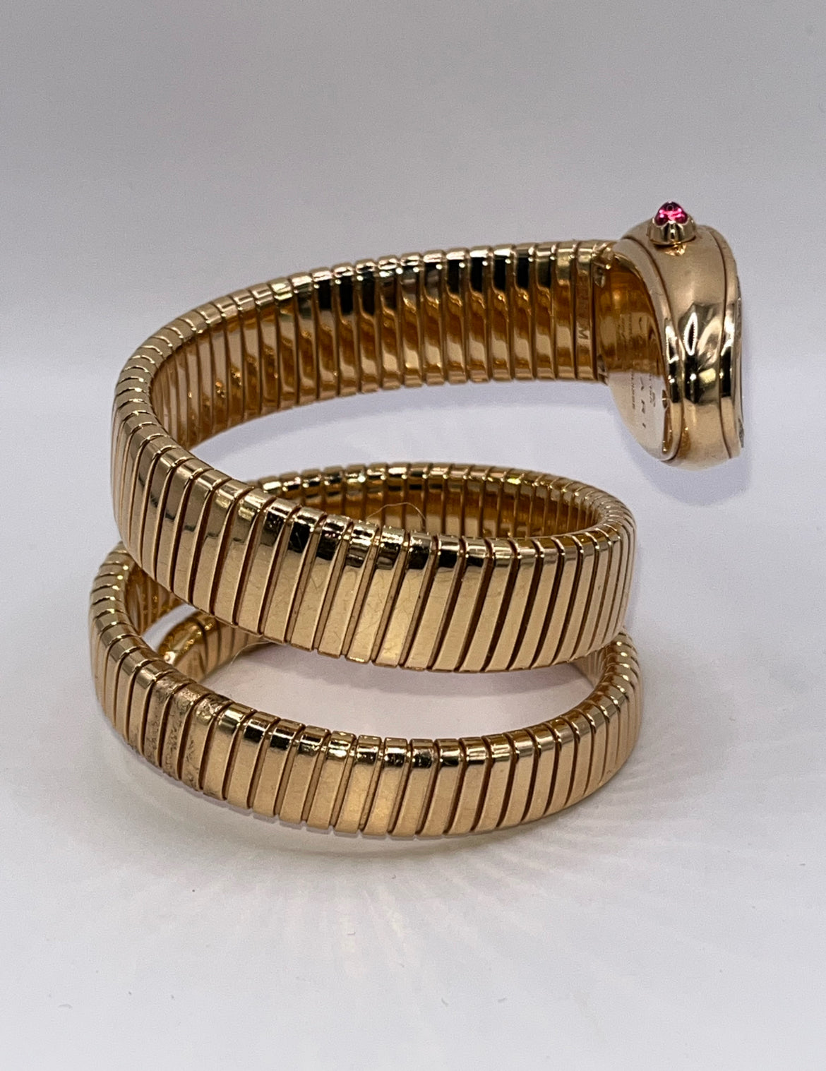 Bulgari 18K Rose Gold & Diamond Pave Dial "Serpenti" Watch