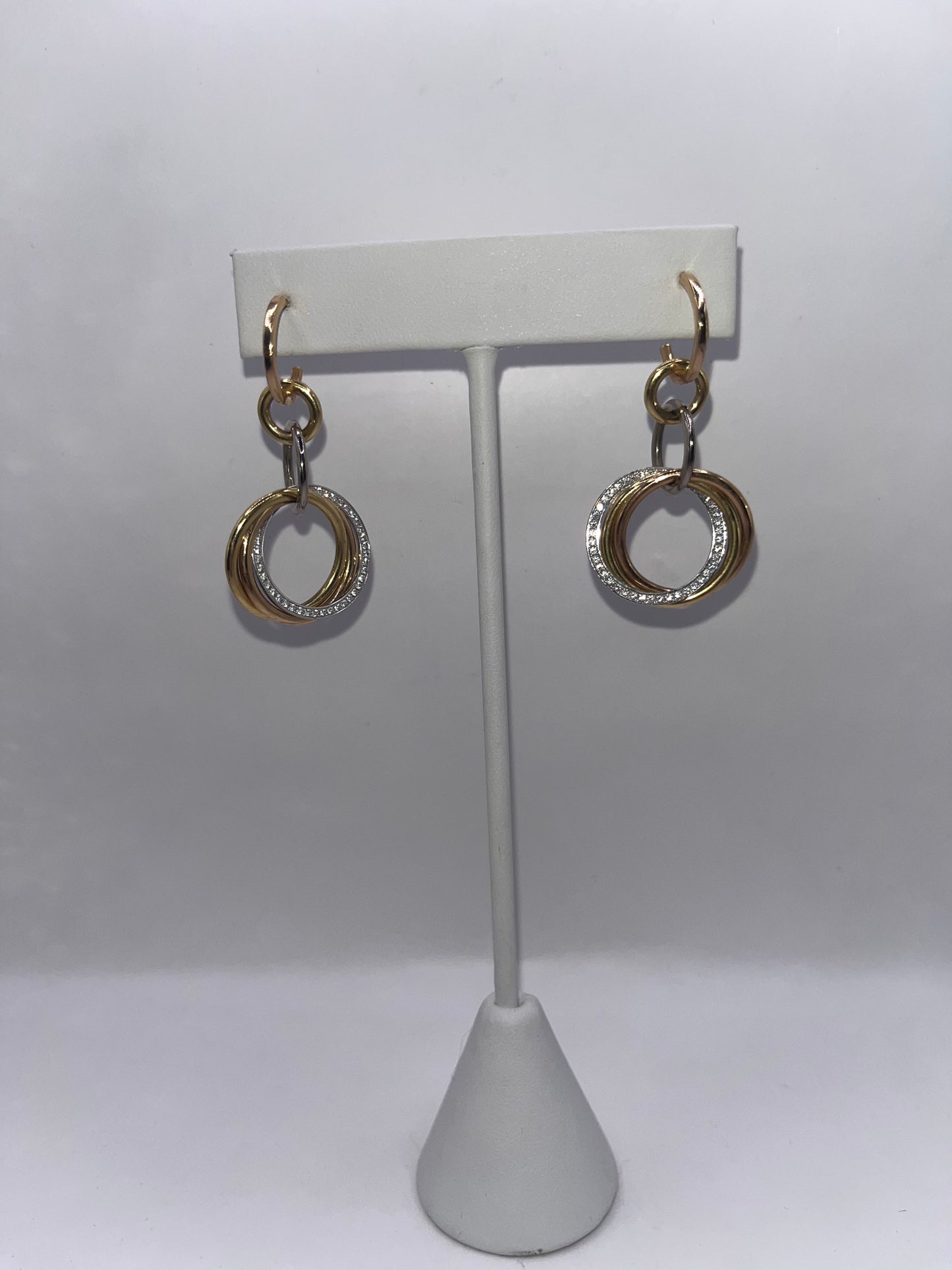 Cartier 18K Gold & Diamond Trinity Earrings