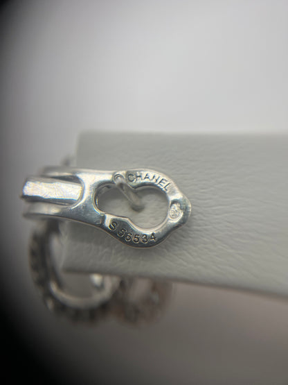 Chanel 18K White Gold & Diamond "Fil De Camelia"Earrings