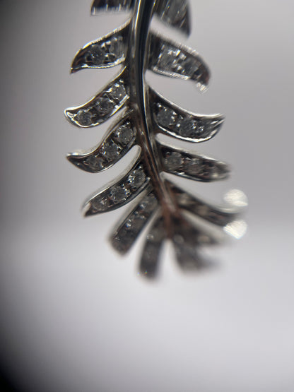 Chanel 18K White Gold & Diamond "Plume" Dangle Earrings