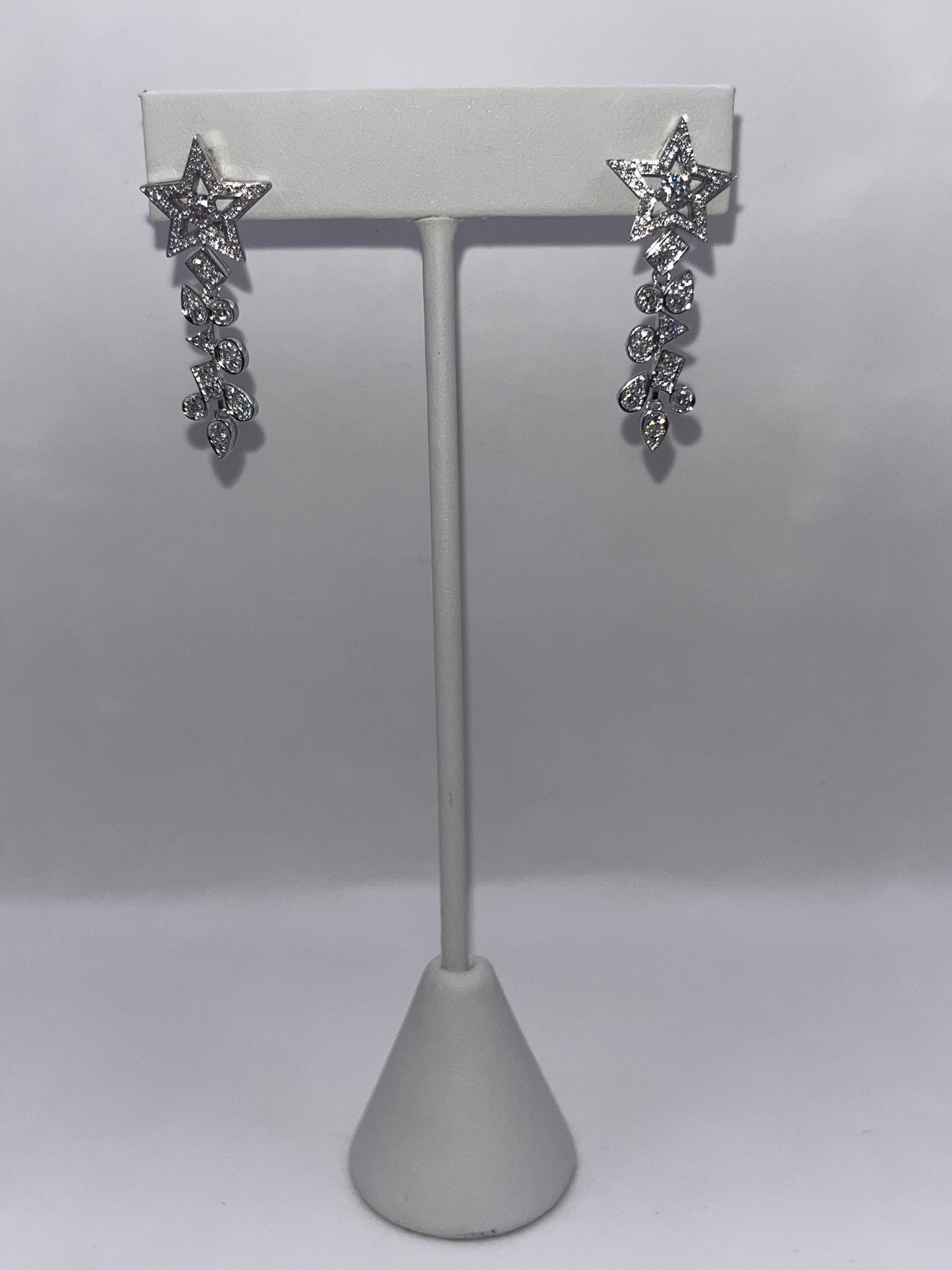 Chanel 18K White Gold & Diamond "Etoile Filante" Earrings
