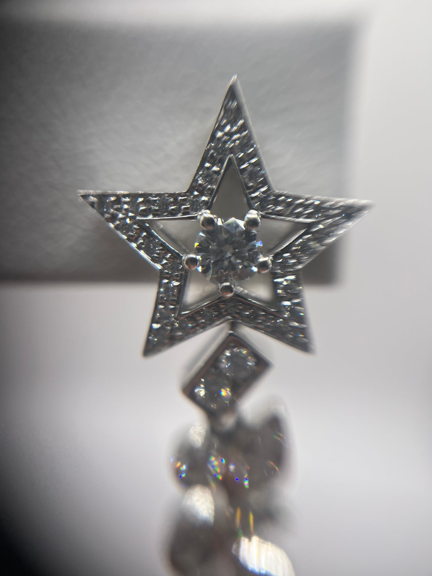 Chanel 18K White Gold & Diamond "Etoile Filante" Earrings