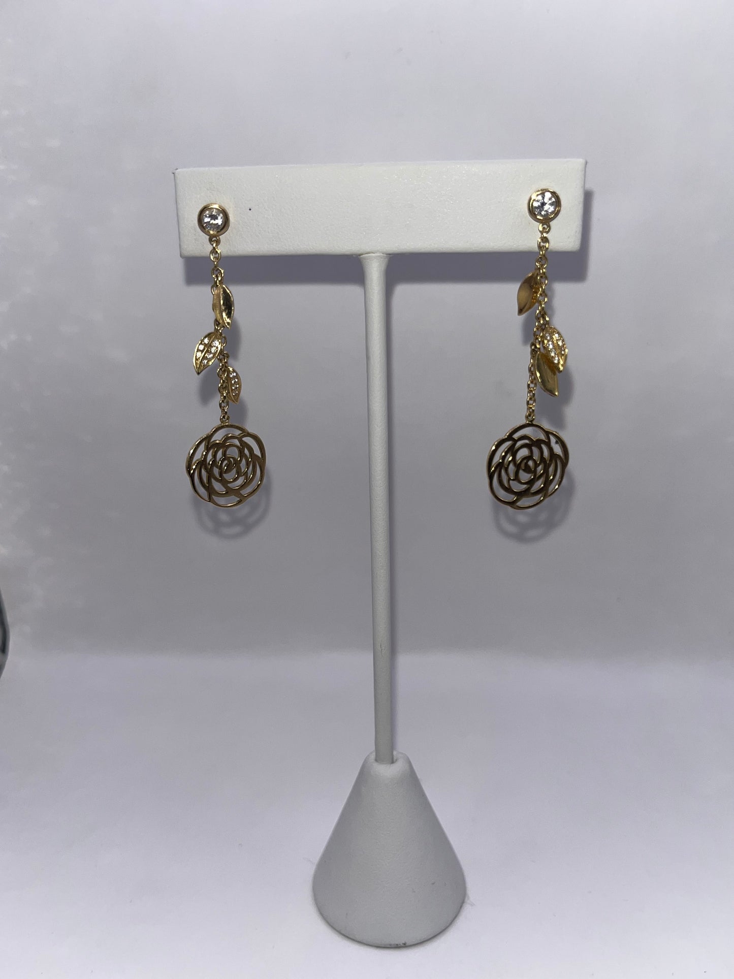 Chanel 18K Yellow Gold & Diamond "Bouton De Camelia" Earrings