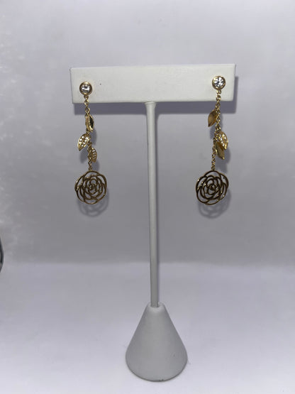 Chanel 18K Yellow Gold & Diamond "Bouton De Camelia" Earrings