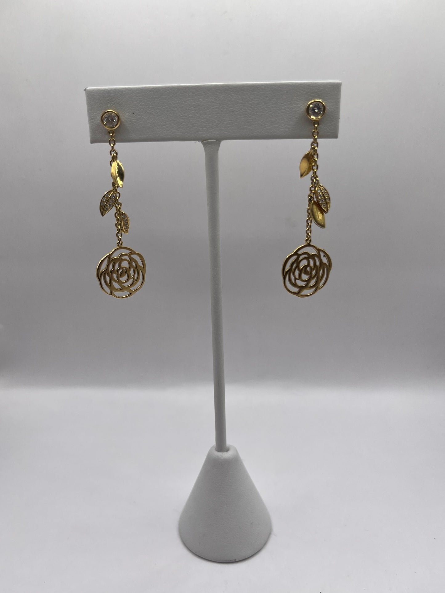 Chanel 18K Yellow Gold & Diamond "Bouton De Camelia" Earrings