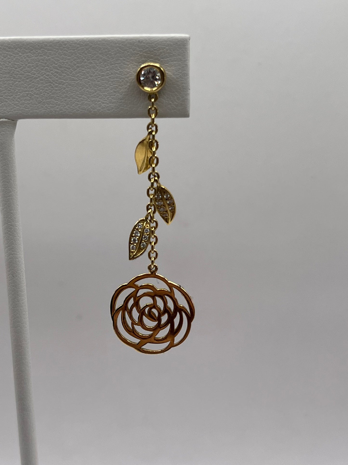 Chanel 18K Yellow Gold & Diamond "Bouton De Camelia" Earrings