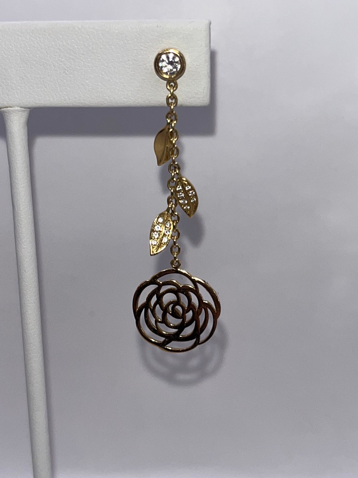 Chanel 18K Yellow Gold & Diamond "Bouton De Camelia" Earrings