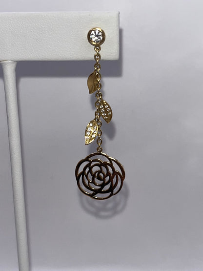 Chanel 18K Yellow Gold & Diamond "Bouton De Camelia" Earrings
