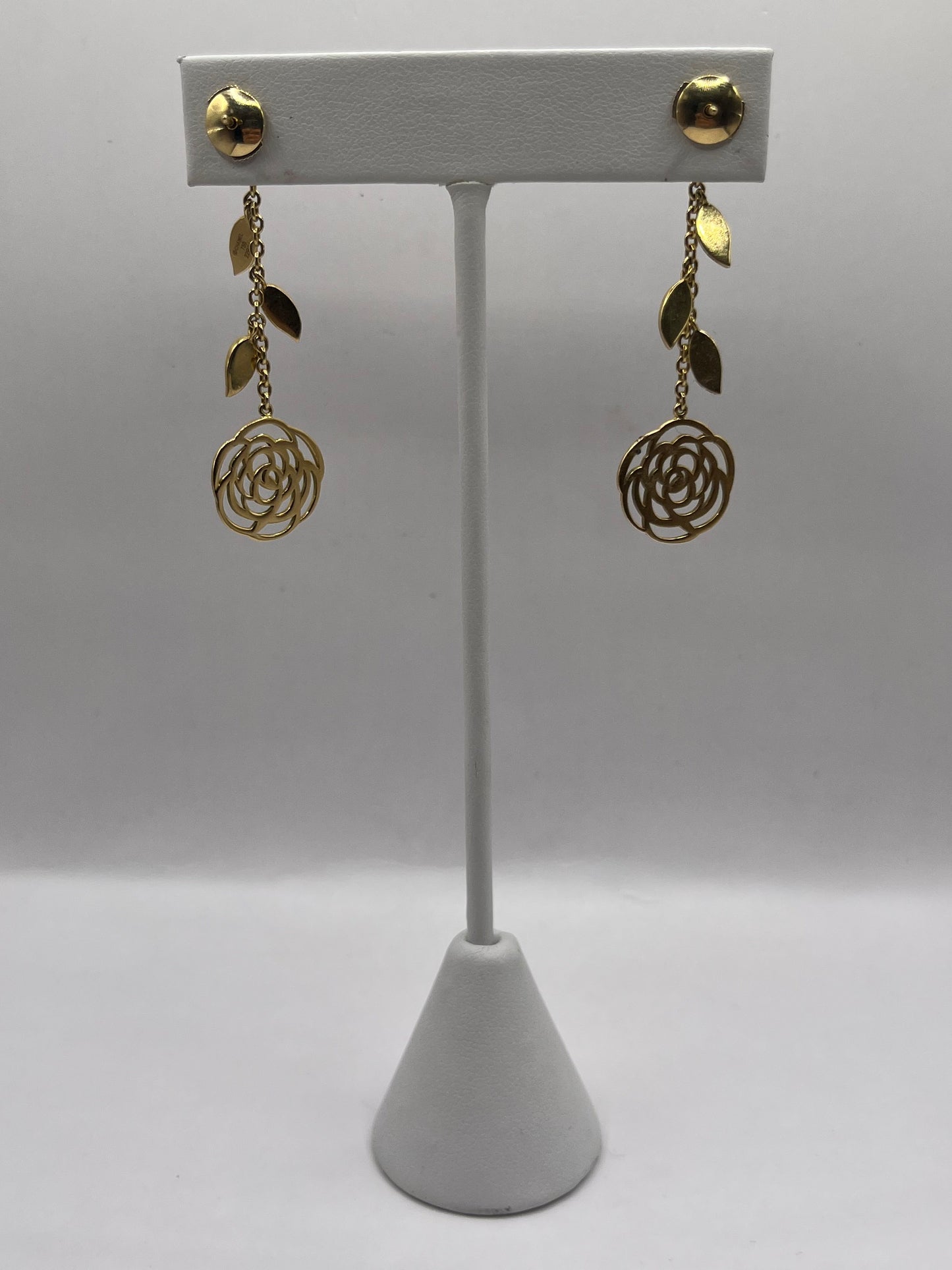 Chanel 18K Yellow Gold & Diamond "Bouton De Camelia" Earrings
